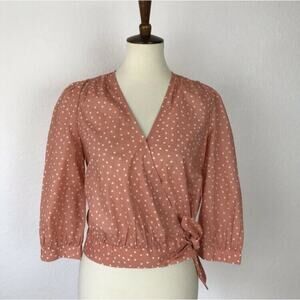 Madewell Star Print Pleated Wrap V Neck Top